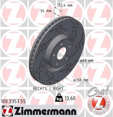 Bremseskive ZIMMERMANN 100.3357.55