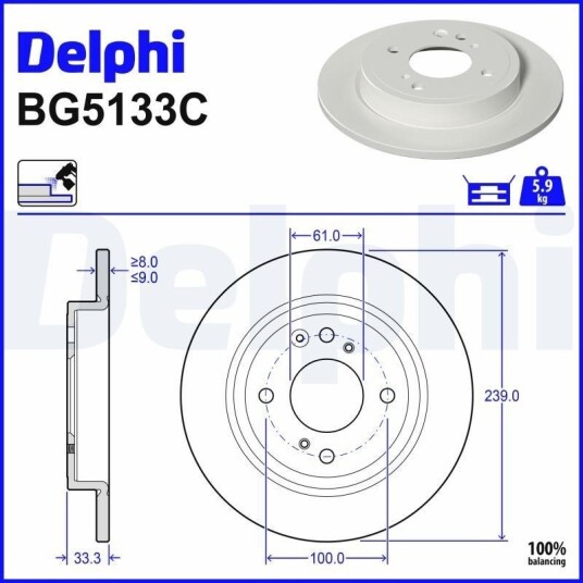DELPHI BG5133C Bremseskive