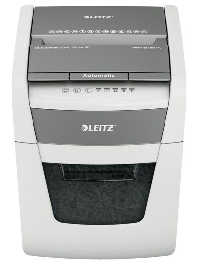 Leitz IQ Autofeed Small Office 50 automatisk makuleringsmaskin P4 Leitz IQ Autofeed Small Office 50 automatisk makuleringsmaskin P4