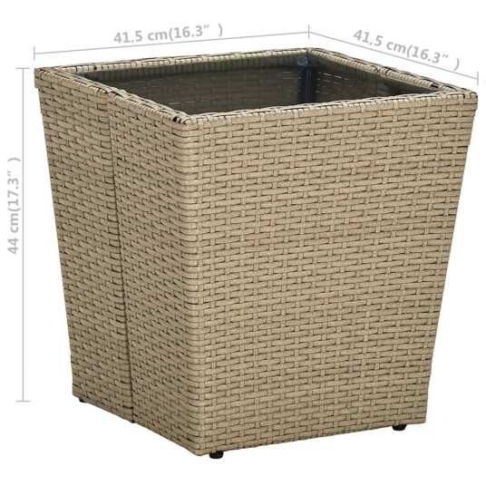 vidaXL Tebord Beige 41,5x41,5x44 cm polyrotting og herdet glass vidaXL Tebord Beige 41,5x41,5x44 cm polyrotting og herdet glass