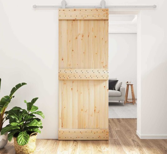 vidaXL Skyvedør Naturlig og Hvit 80 x 210 cm Massiv Furu Tre vidaXL Skyvedør Naturlig og Hvit 80 x 210 cm Massiv Furu Tre