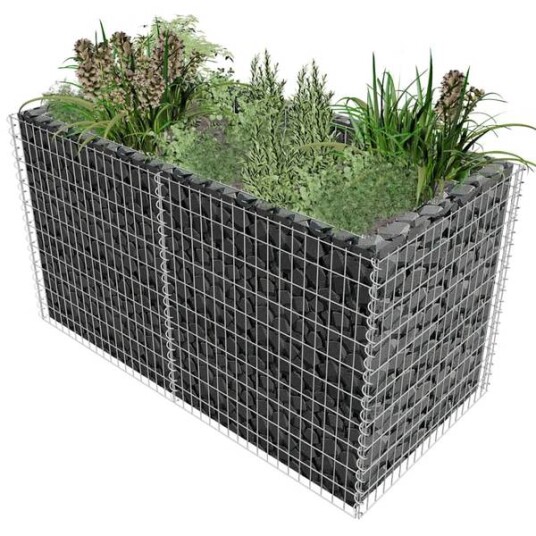 Gabion stålpotte 180x90x100 cm sølv