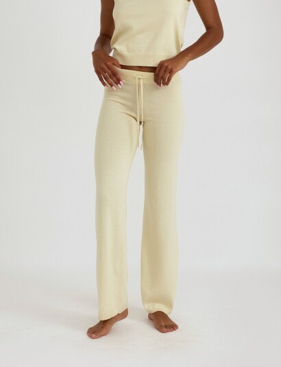 Organic Basics Soft Knit Straight Leg Pants CreaM Organic Basics Soft Knit Straight Leg Pants CreaM