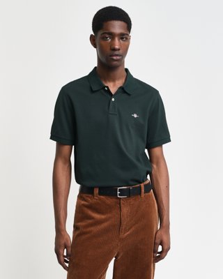 Klassisk piquéskjorte i regular fit TARTAN GREEN XXL