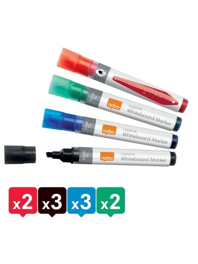 Nobo flytende blekk whiteboardpenner skr tupp, pakke med 10 stk. Assortert
