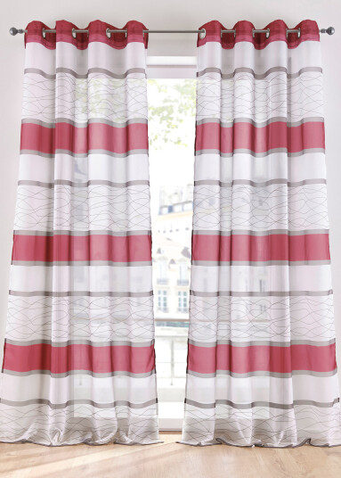 bonprix Transparent gardin med striper på tvers (1-pack) 1 (H/B: 145/144 cm),2 (H/B: 175/144 cm),3 (H/B: 225/144 cm),4 (H/B: 245/144 cm) rød