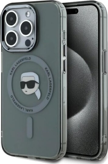 Karl Lagerfeld iPhone 15 Pro Max 6.7" Hardcase IML Metal MagSafe Sort