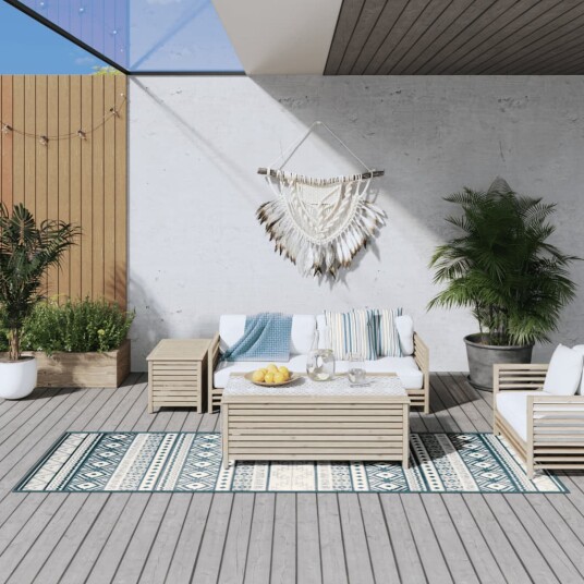 vidaXL Uteteppe aqua og hvit 80x250 cm