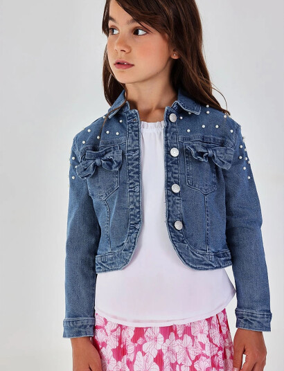 Boboli Denim Jacket Stretch For Girl  Bci Blue 116