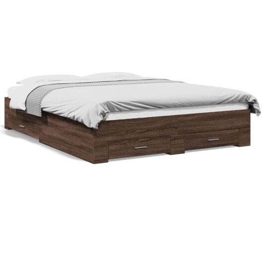 Sengeramme med skuffer sonoma eik 150x200 cm konstruert tre 8721102620362
