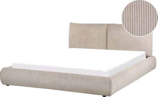 Dubbelsäng Beliani Vinay med lamellram Beige, 160x200 cm Taupe 160x200 -