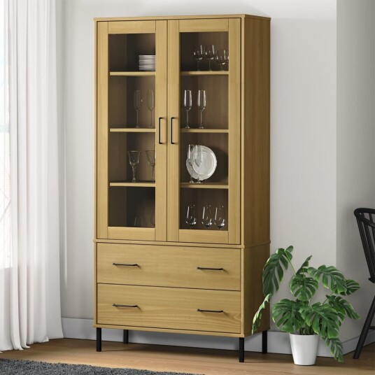 vidaXL Bokhylle med metallben brun 85x35x172,5 cm heltre OSLO