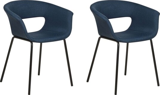 Matsalsstol Beliani Elma set om 2 Blå-Svart Dark blue -