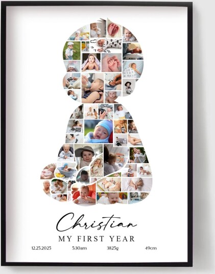 Personalisert Plakat Babyfotokollasj