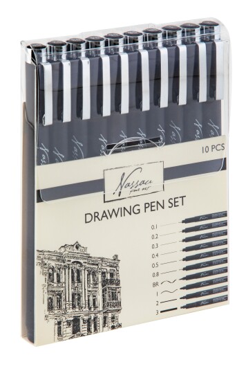 Nassau Fine Art Drawing Pen Fineliners 10-sett Nassau Fine Art Drawing Pen Fineliners 10-sett