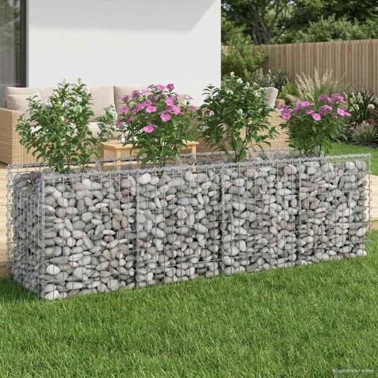 vidaXL Gabion hevet seng 200 x 50 x 60 cm Galvanisert stål Sølv