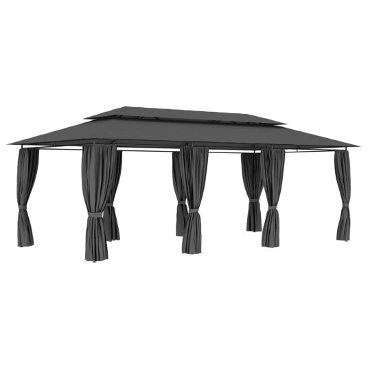 vidaXL Paviljong med gardiner 600x298x270 cm antrasitt vidaXL Paviljong med gardiner 600x298x270 cm antrasitt
