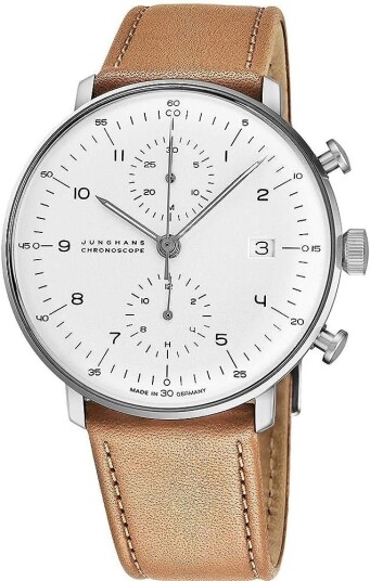 Junghans Herreklokke 27/4502.02 Max Bill Hvit/Lær Ø40 mm