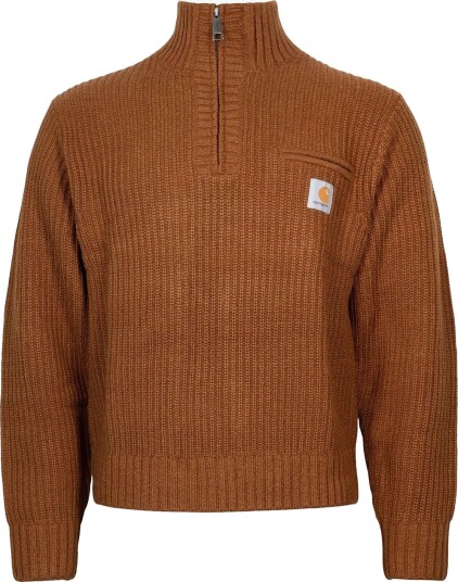 Carhartt WIP Detroit Half Zip Sweater   BROWN   S