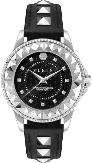 Philipp Plein Dameklokke PWPQA0124 Rock Couture Sort/Lær Ø38 mm