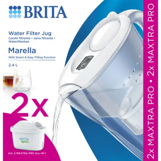 Brita Marella Vannfilterkanne hvit 2,4 l inkl. 2 filter