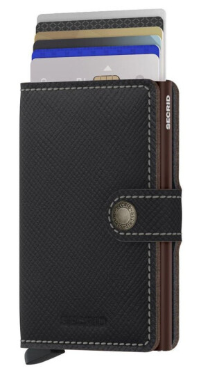 Secrid Miniwallet lommebok m/kortholder saffiano brun Secrid Miniwallet lommebok m/kortholder saffiano brun