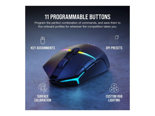 Corsair NIGHTSABRE WIRELESS RGB - mus - Bluetooth, 2.4 GHz Corsair NIGHTSABRE WIRELESS RGB - mus - Bluetooth, 2.4 GHz
