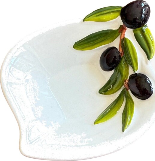 Caja Company Olive Bowl Small "Pinzimonio" - WHITE/GREEN/BLACK - 12X10 cm.H3 cm