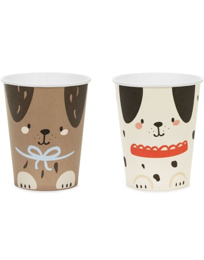 6 stk Pappkrus med Hunder 220 ml Dog Party