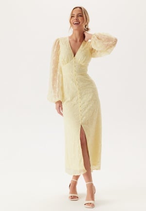 Bubbleroom Occasion Embroidered Midi Dress Light yellow 32