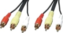 Lindy AV Cable 10m 3 x RCA Svart 2x RCA Hann/Hunkjønn