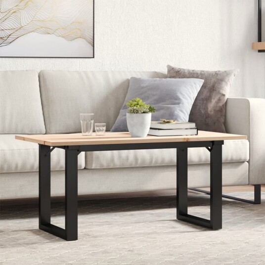 Salongbord O ramme 90x40x45 cm heltre furu og stål