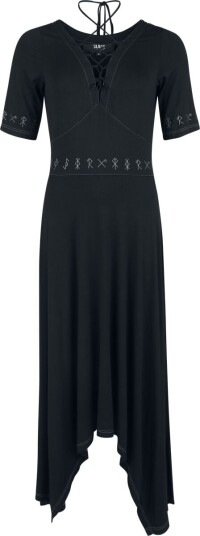 Black Premium By Emp Lang kjole Pagan Roots Kjole med blondedetaljer og haibittkant S til XXL Damer svart