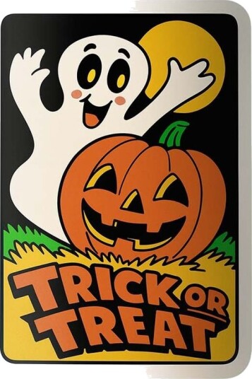 Klistremerke   Trick or Treat Ghost   4 Klistremerker