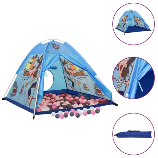 Vidaxl Leketelt med 250 baller blå 120x120x90 cm