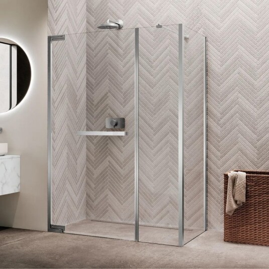 Novellini N180 GFL Slagdør Inlinea for Hjørne 98-180cm Krom / 100cm Klart Glass