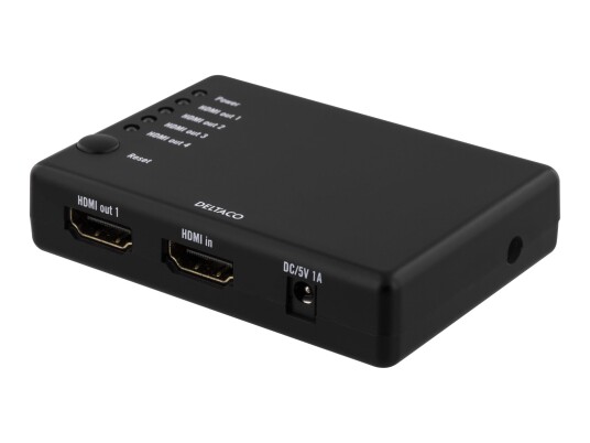 Deltaco HDMI-splitter 1x inn 4x ut 6,75 Gbit/s for Videotilbehør
