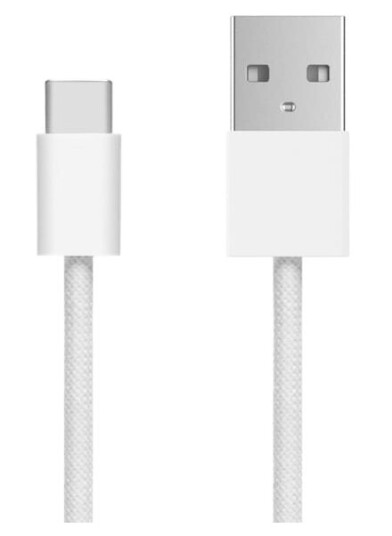 Linocell Flettet USB-A- til USB-C-kabel Hvit 1 m