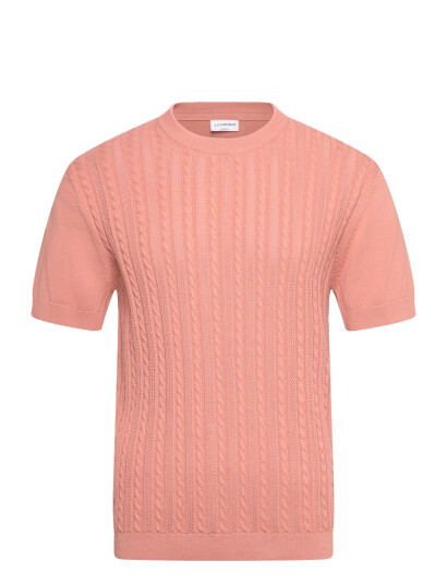 Lindbergh Knitted S/S O Neck Tee Coral S Lindbergh Knitted S/S O Neck Tee Coral S