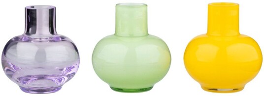 Marimekko Mini vase 3 deler Pale green lemon amethyst