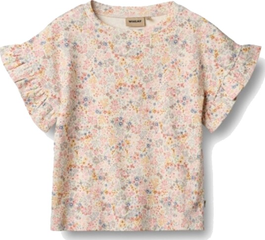 Wheat T skjorte S/S Ally Bright flowers (104 cm)