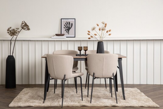 Venture Home Tempe Matgruppe 140 cm Rektangulær med 4 Modesto stoler Beige