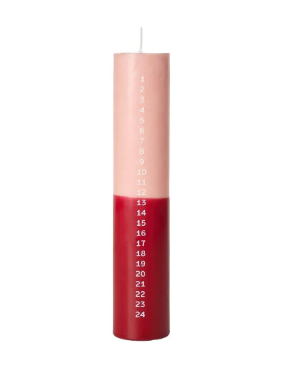 Broste Copenhagen Duo Calendar Candle - Pink - H:25CM