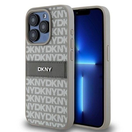 iPhone 15 Pro Max DKNY Repeat Pattern Tonal Stripe Deksel Beige