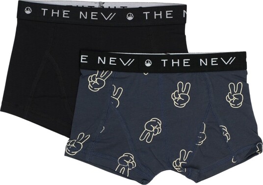 The New Boxershorts - 2-pack - Black Beauty/Navy m. Trykk - The New - 5-6 år (110-116) - Boxershorts Blå Svart