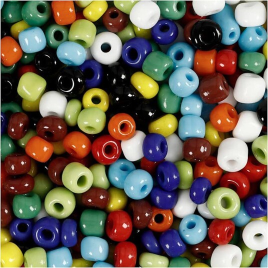Rocaillesperler Creativ Company Ass Farger D4 mm Str 6/0 Hullstr 0,9 1,2 mm 130 g/1 Pk Rocaillesperler Creativ Company Ass Farger D4 mm Str 6/0 Hullstr 0,9 1,2 mm 130 g/1 Pk
