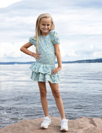 Vilje & Ve Milla Skjørt Med Blomsterprint Heaven Blue (122 / 7 år)