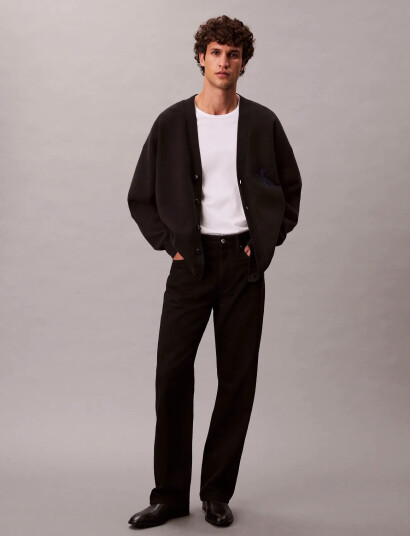Calvin Klein Jeans Ls Cttn Cashmere 3D Logo Cardiga - Black - M Calvin Klein Jeans Ls Cttn Cashmere 3D Logo Cardiga - Black - M