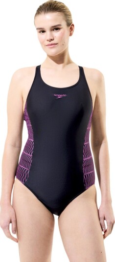 Speedo Placement Muscleback Swimsuit ANTHRACITE/WINEBERRY 44 Speedo Placement Muscleback Swimsuit ANTHRACITE/WINEBERRY 44