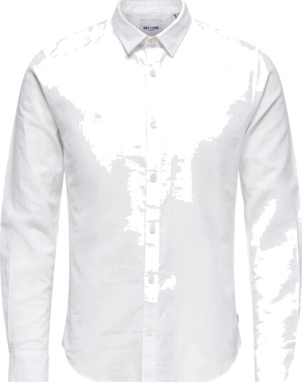 ONLY & SONS - Skjorte onsCaiden LS Solid Linen Shirt - Hvit